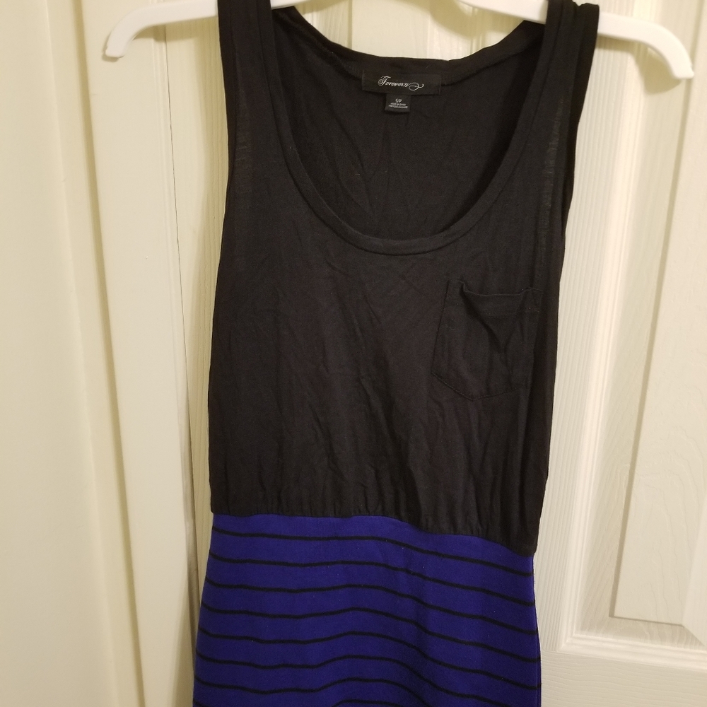 Black and blue striped dress